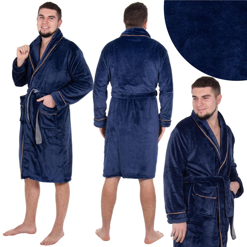 Halat de baie pentru barbati pana la genunchi, marimea L/XL, albastru marin