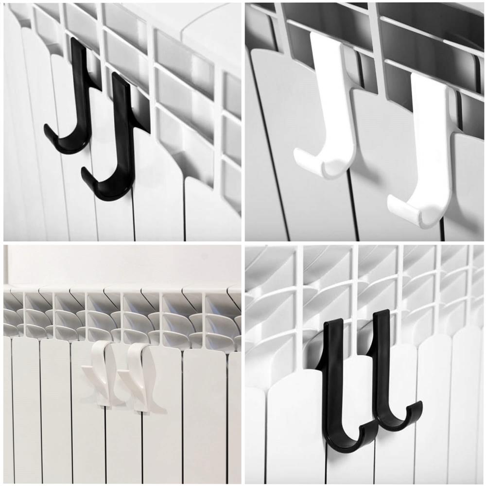 Set 2 carlige pentru calorifer, tip cuier pentru prosoape, din plastic, alb