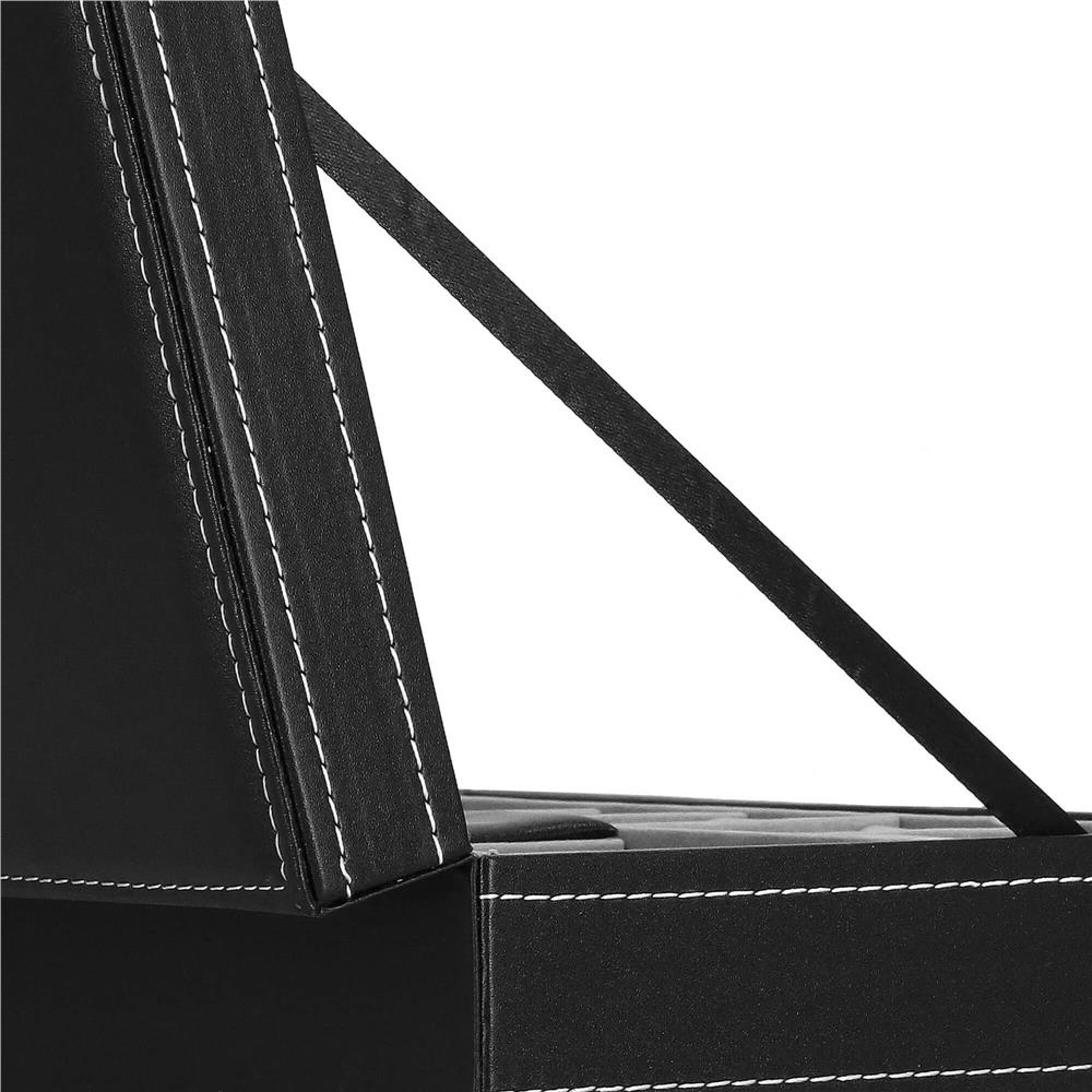 Cutie depozitare si organizare ceasuri si alte accesorii, MDF, piele ecologica, 30x20x8cm, negru