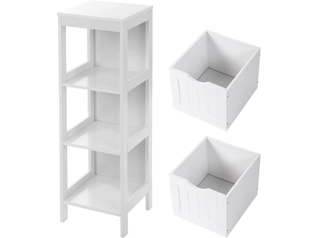 VASAGLE Dulap de podea pentru baie, multifunctional, 2 sertare, 30x30x89cm, alb