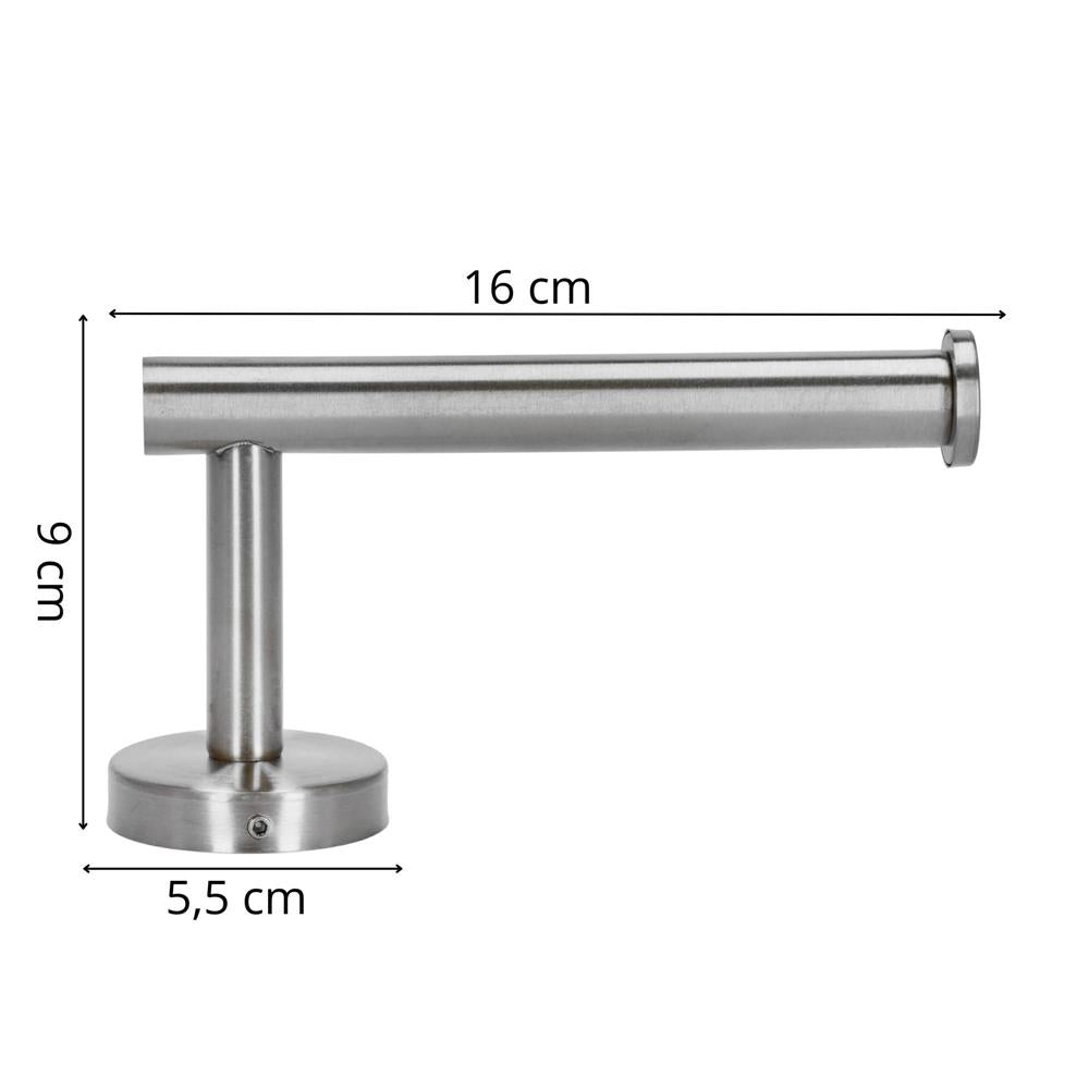 Suport hartie igienica din otel, sistem montare inclus, 16cm, argintiu lucios