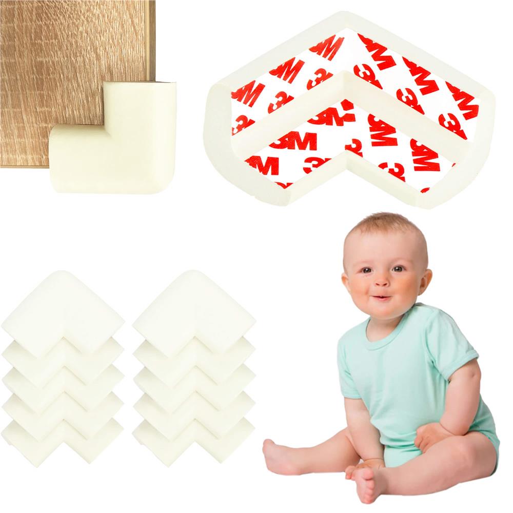 Set 10 protectii colturi pentru siguranta copii, 60x35mm, spuma EPE, crem