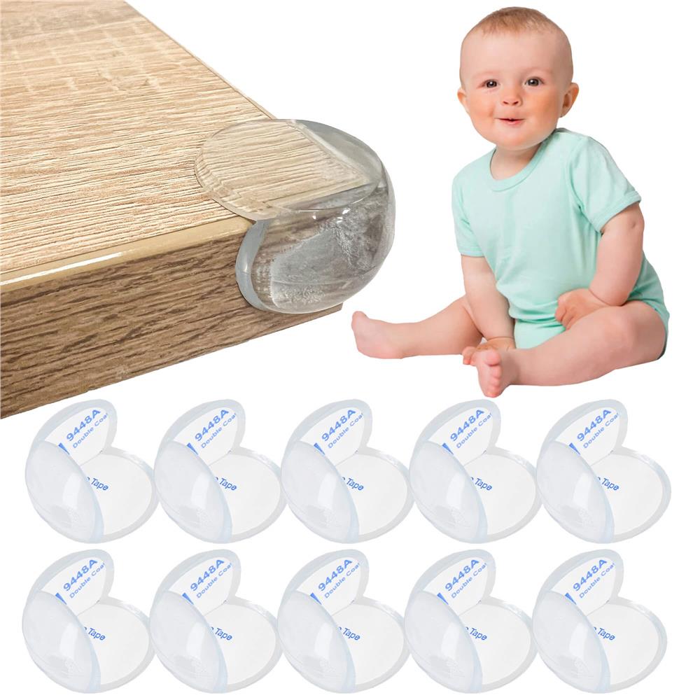 Set 10 protectii colturi pentru siguranta copii, drepte, 40x20mm, silicon, transparent