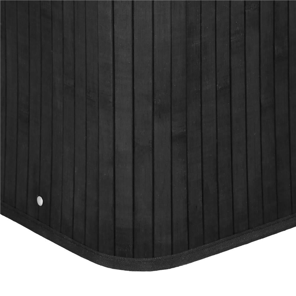Cos de rufe din bambus cu capac, 2 compartimente, sac detasabil, volum 100L, 54x34x60cm, negru