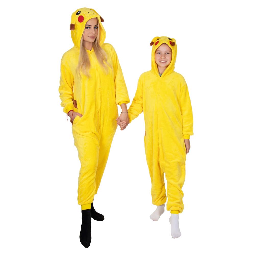 Pijama tip salopeta pentru adulti, model Pikachu, marime S