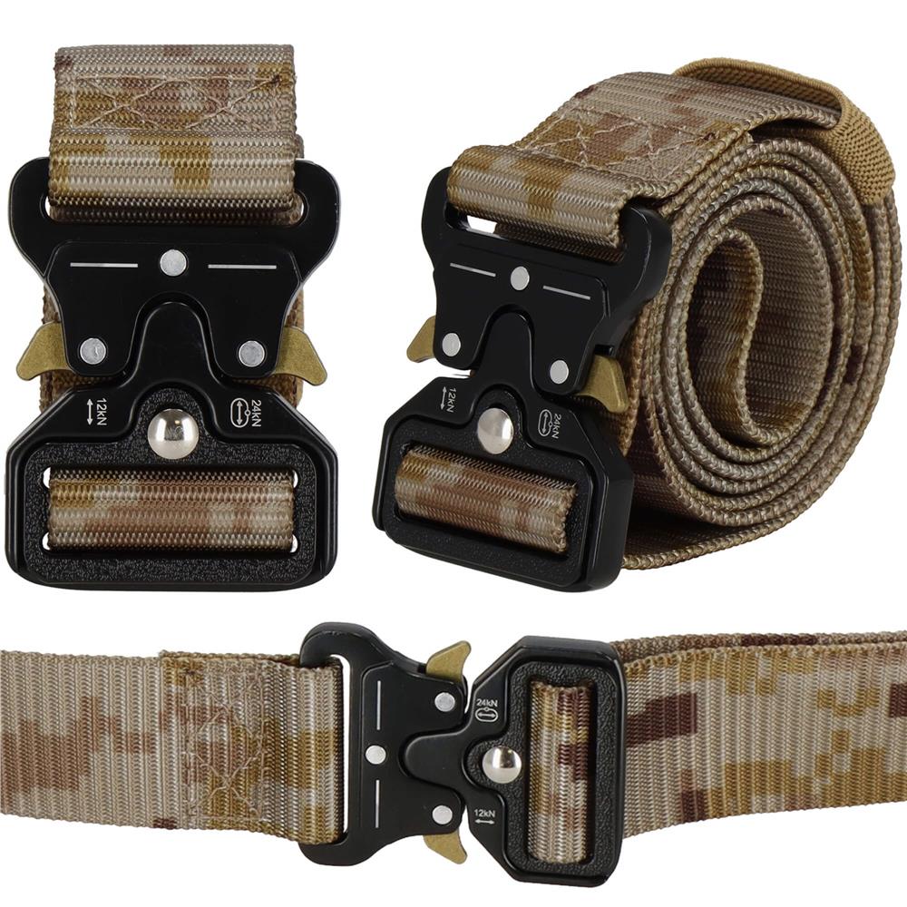 Curea centura Tactical Combat pentru barbati 3.7x125cm, rezistent, verde deschis camuflaj