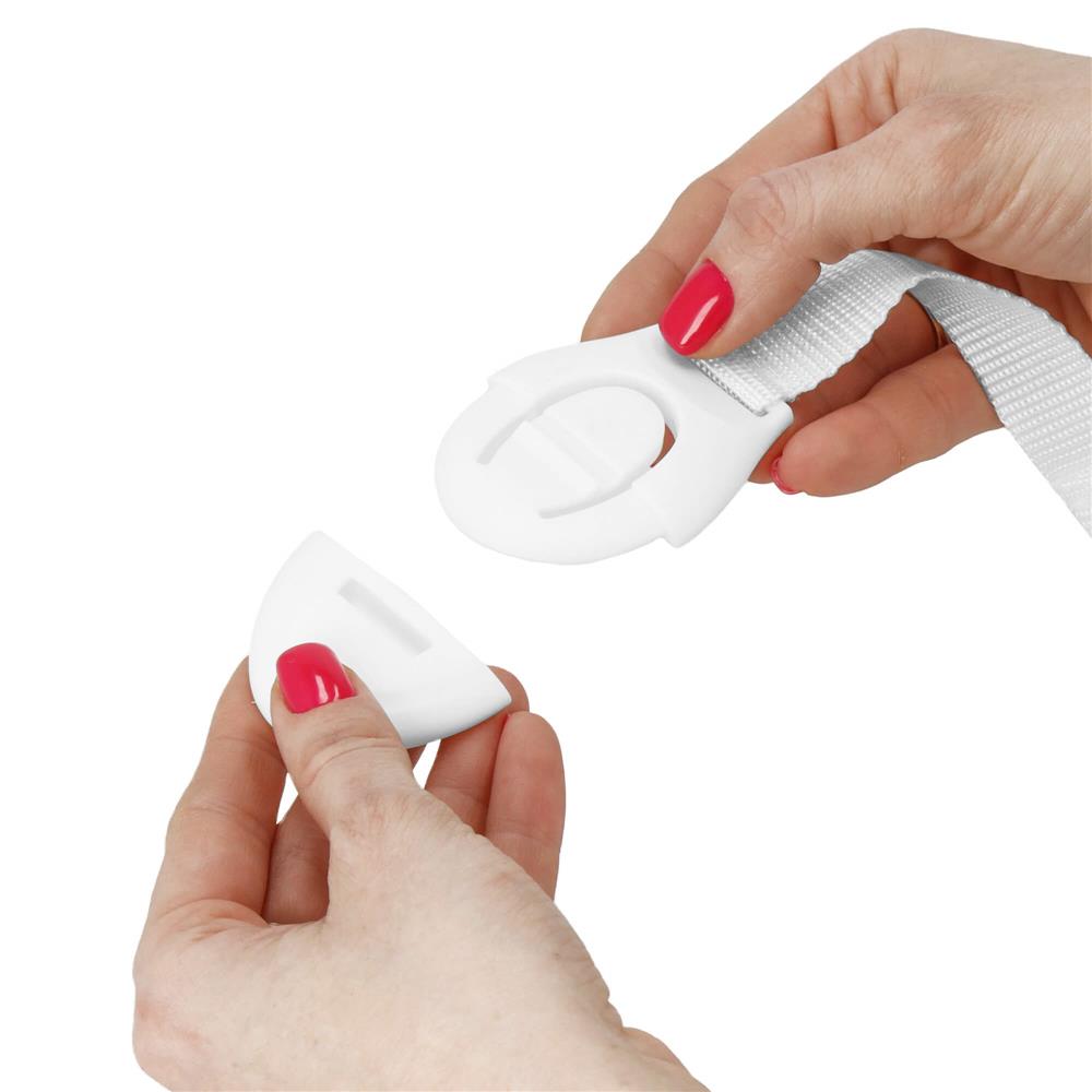 Set 10 sigurante blocator sertare si usi, plastic si textil, ajustabile, 20 cm, alb - 15