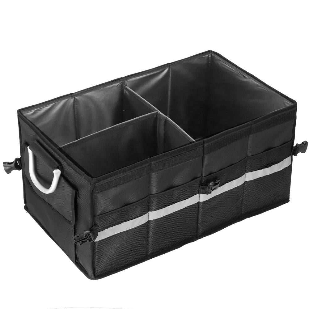 Organizator pentru portbagaj tip lada, cu buzunare laterale, pliabil, 30x58x33cm, negru