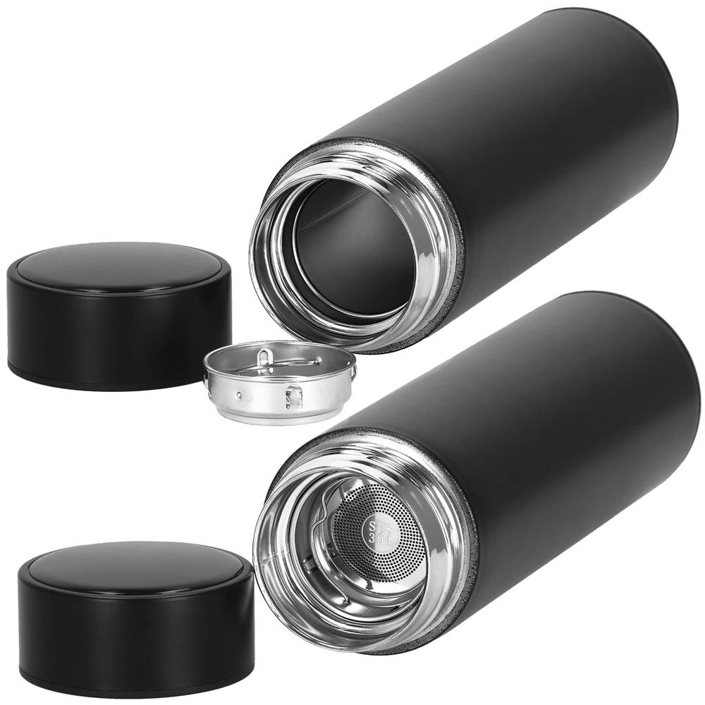 Cana termos Smart, inox, display LED, afisare temperatura, 500ml, 23cm, negru