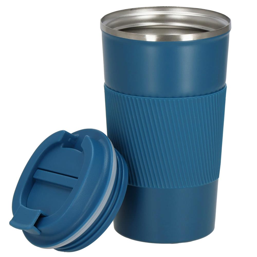 Cana termos calatorie, perete din inox dublu izolat, 500ml, 9x16.5cm, albastru