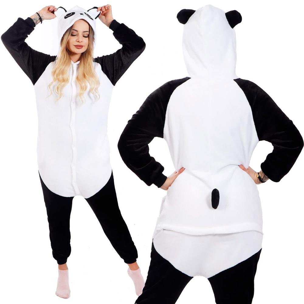 Pijama tip salopeta pentru adulti, model Panda, marime S