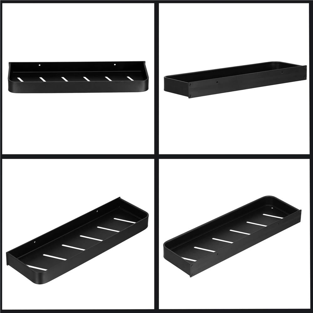 Raft de baie cu 2 sisteme instalare pe perete, aluminiu, 40x12x4cm, negru