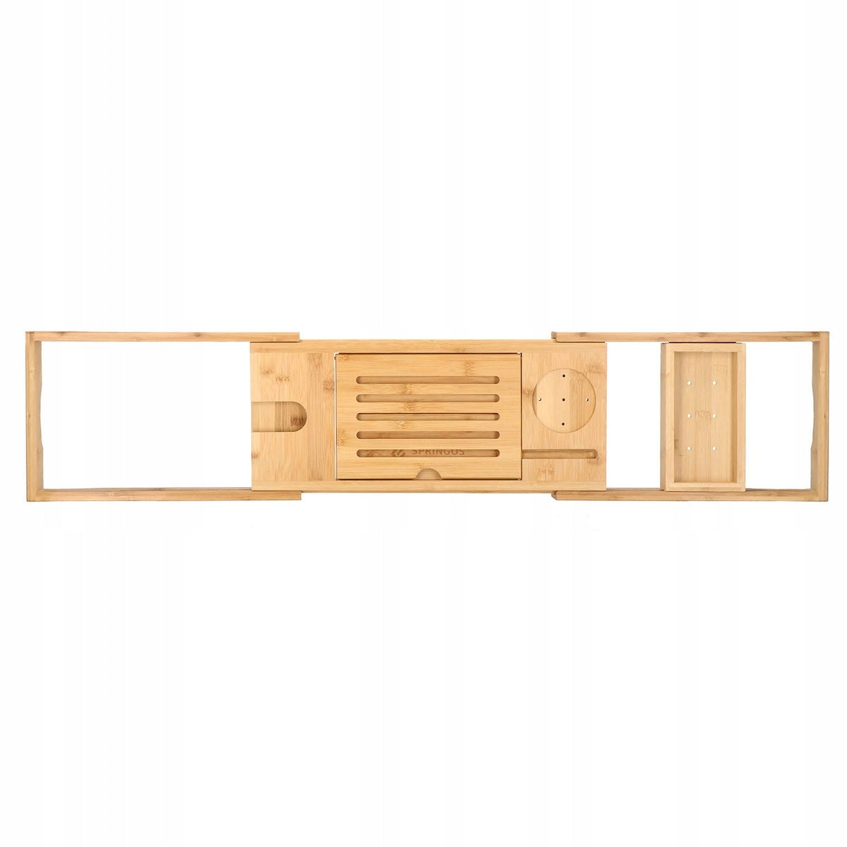 Raft cu tava pentru cada din bambus natural Sersimo 1025, extensibila, 75-111x23cm
