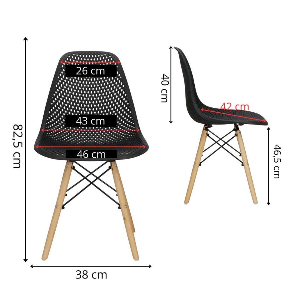 Set 4 scaune dining Milano pentru bucatarie cu textura perforata, 43x83cm, negru