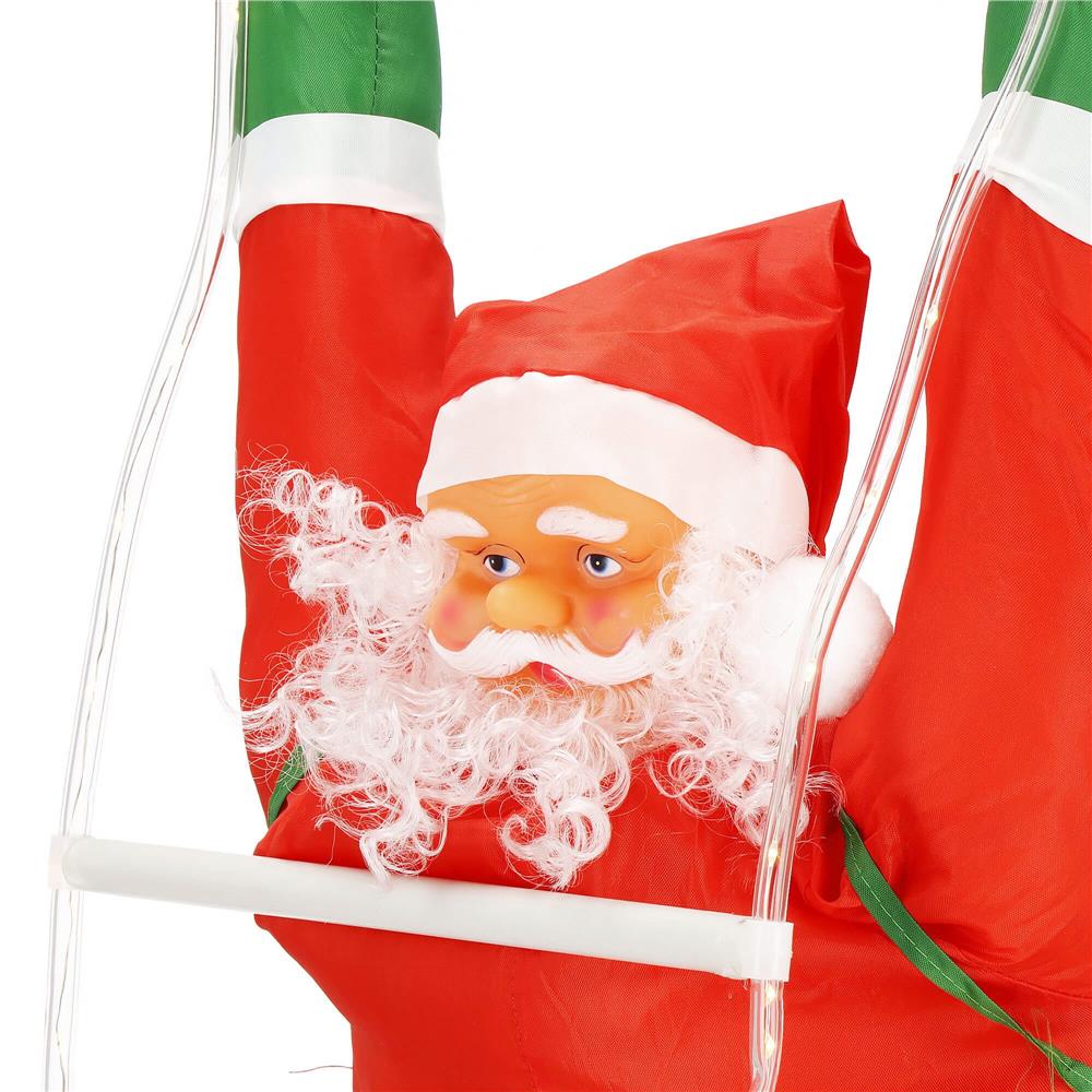 Figurina Craciun, Mos Craciun pe scara, cu iluminare LED, alimentare USB, pentru interior