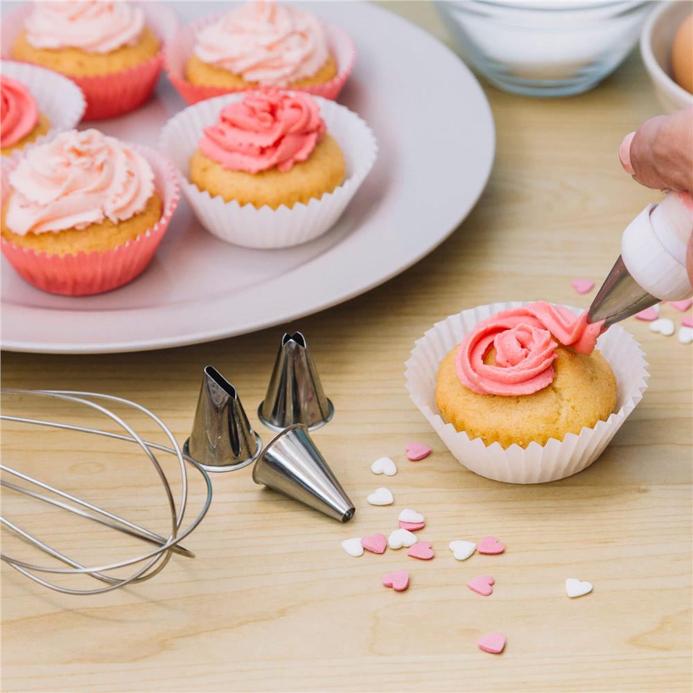 Set patiserie cu platou rotativ, 37 piese cu sabloane pentru ornarea prajiturilor