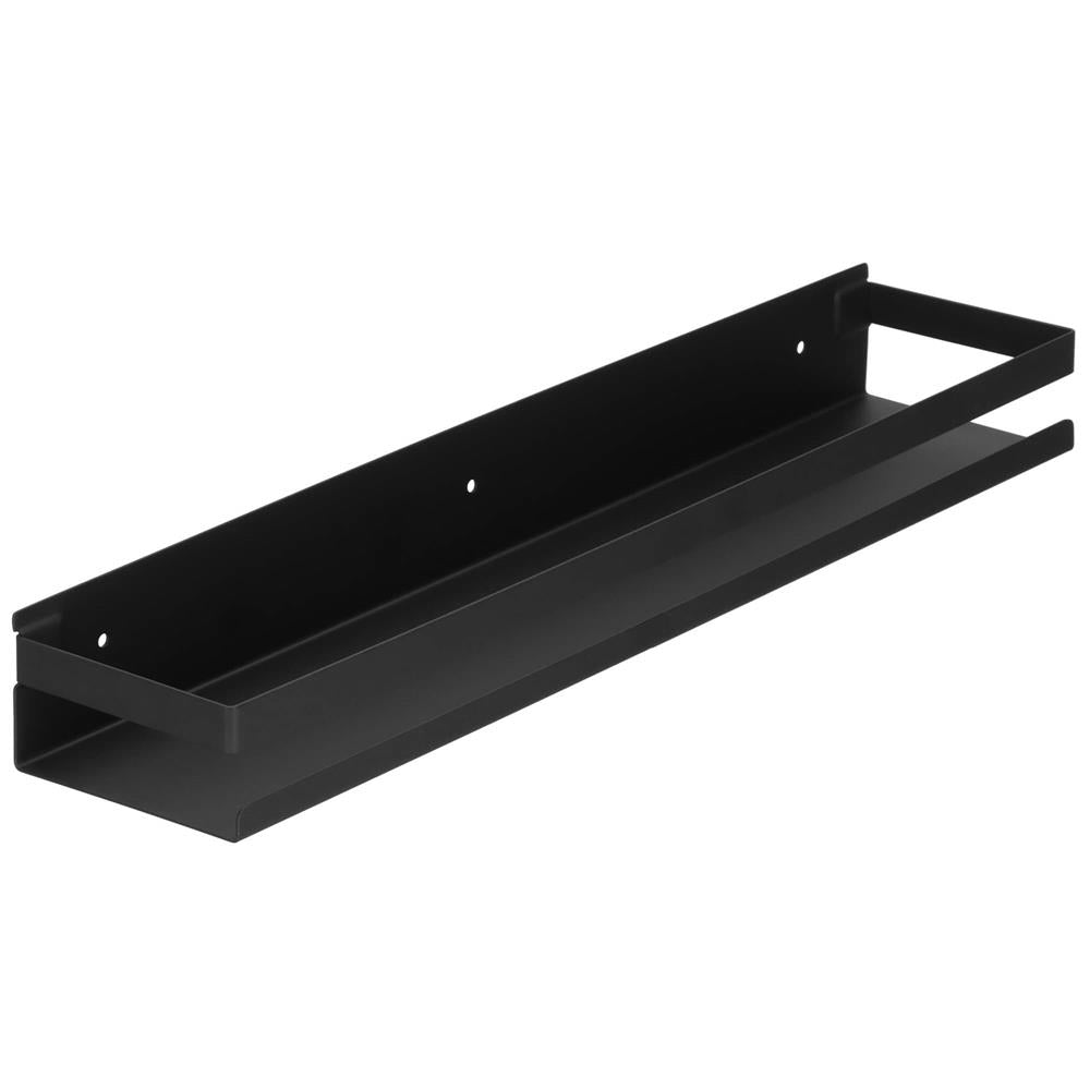 Raft de baie cu 2 sisteme instalare pe perete, aluminiu, 50x10x6cm, negru