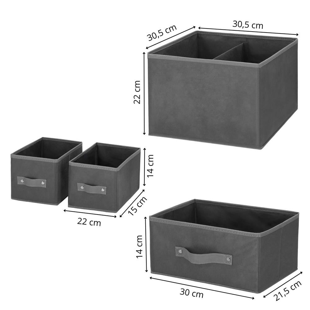 Organizator dulap tip lada cu 3 sertare, 31x31x22cm, gri
