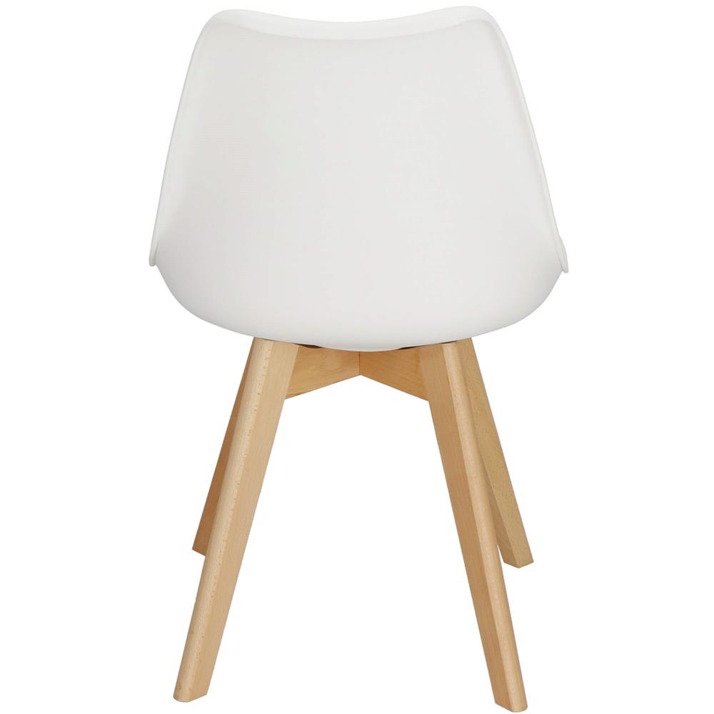 Set 4 scaune dining Verdhe pentru bucatarie cu perna tapitata cu piele ecologica, 44x82cm, alb