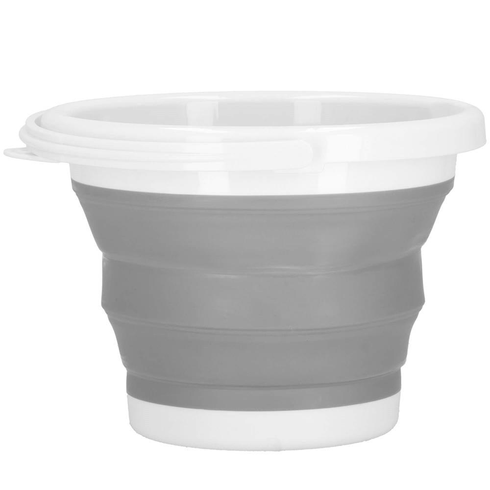 Lighean pliabil, rotund, din plastic si silicon, 31x24cm, 10litri, gri