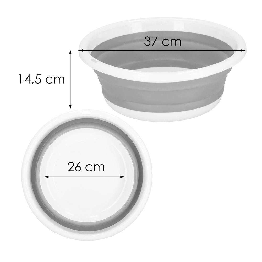 Lighean pliabil, rotund, din plastic si silicon, 37x15cm, 9litri, gri - 14