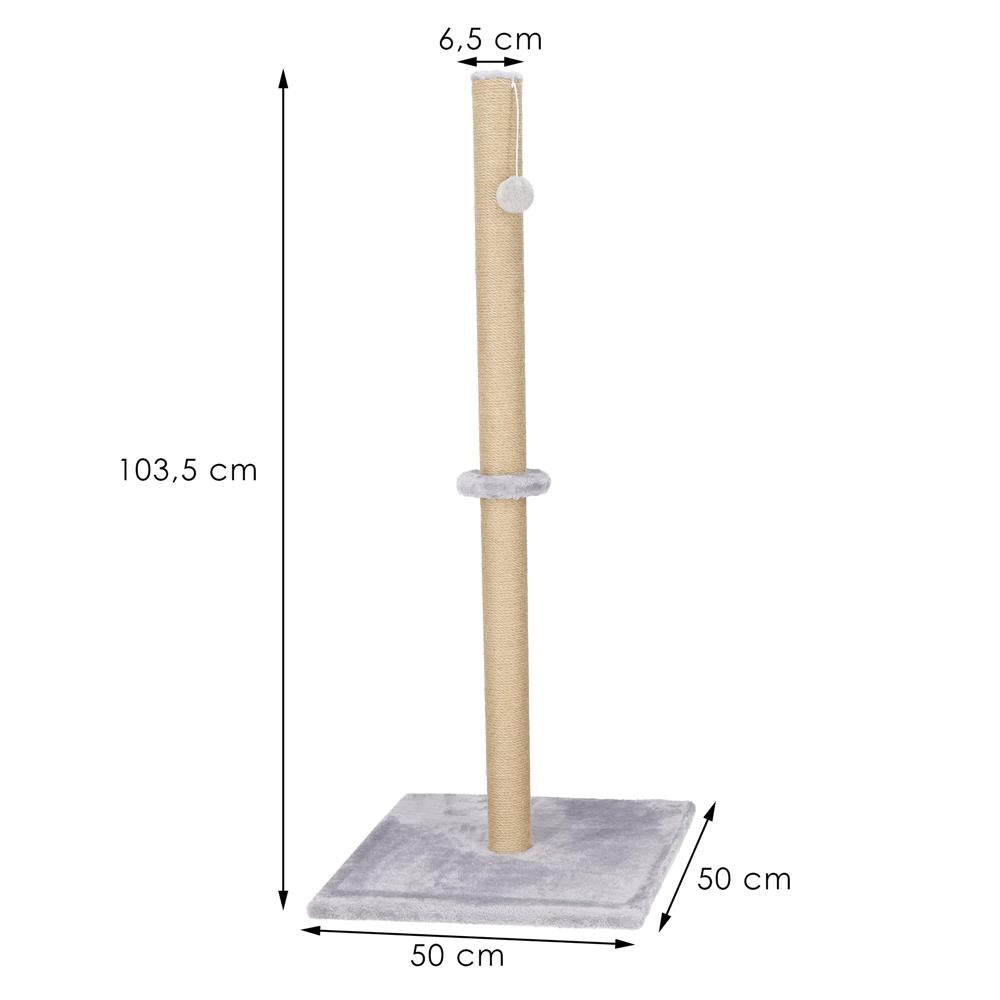 Ansamblu de joaca pentru pisici, cu loc pentru zgariat si sfoara, 103cm, gri