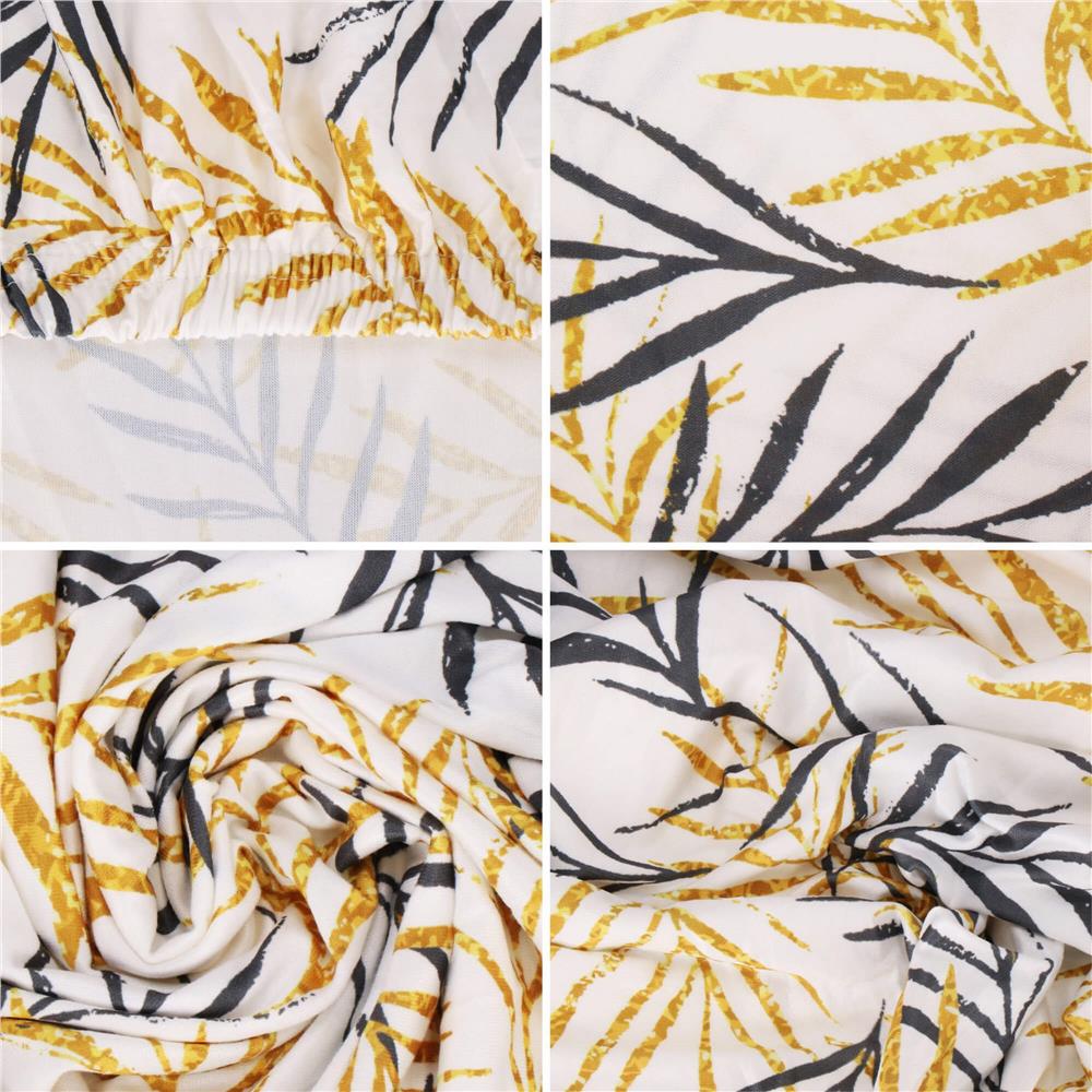 Husa pentru scaun, marime universala, poliester si spandex, 38x70cm, alb, gri si galben