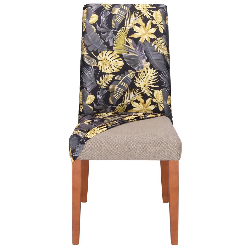 Husa pentru scaun, marime universala, poliester si spandex, 38x70cm, gri si galben