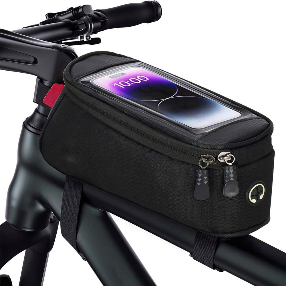Geanta bicicleta impermeabila, cu buzunar pentru telefon, 19x10x10cm, negru