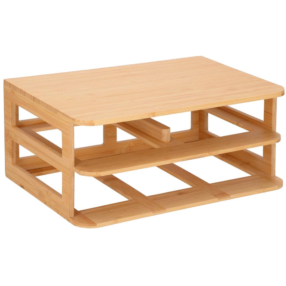 Cutie organizare din bambus, cu 3 sertare detasabile, 16x36x23cm, maro