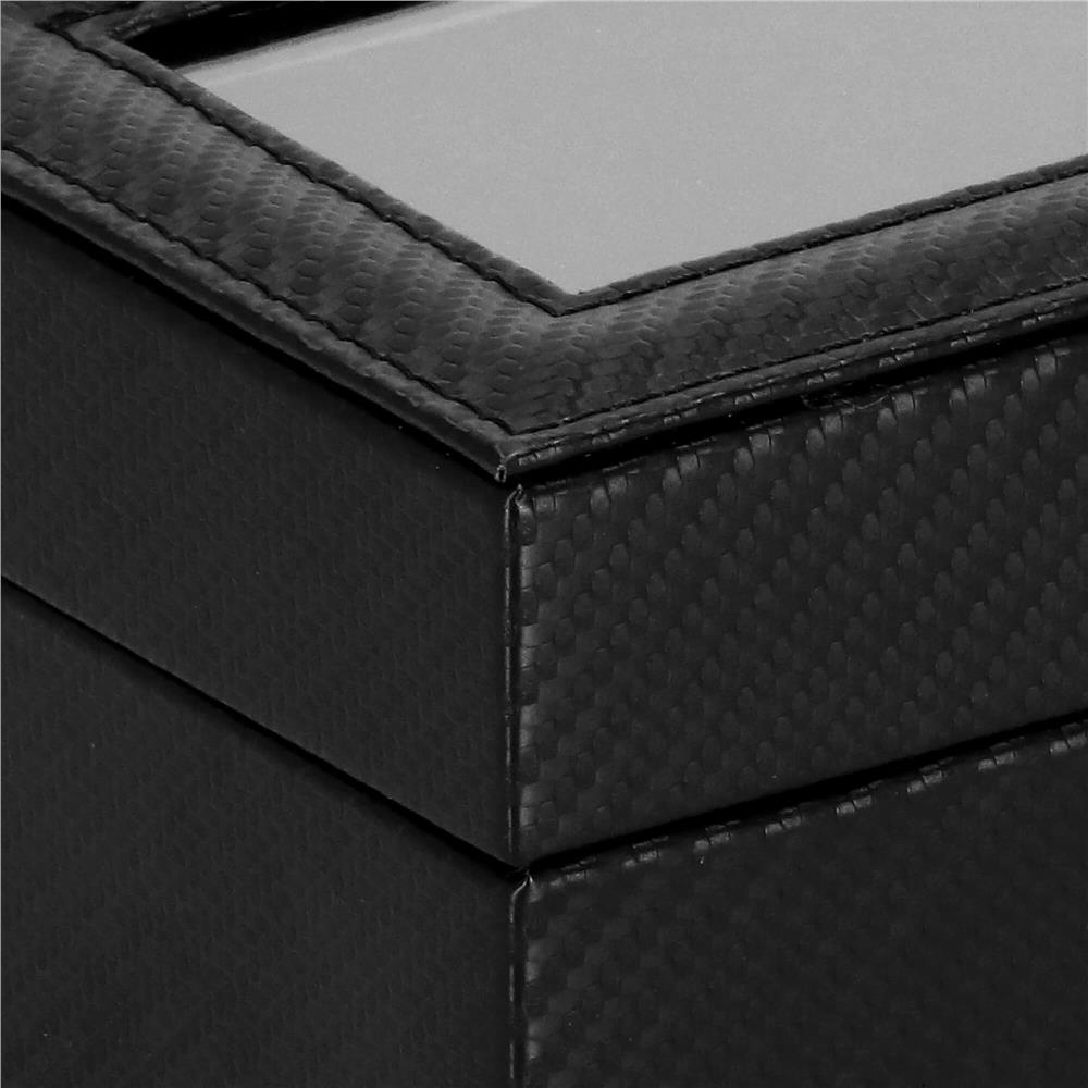 Cutie depozitare si organizare ceasuri, MDF, piele ecologica, 20,5x11x8cm, negru sarpe