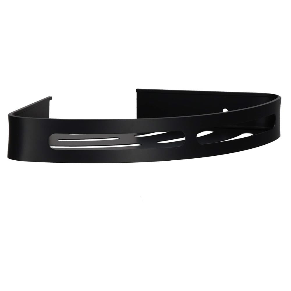 Set de 2 rafturi de baie pentru colt cu 2 sisteme instalare pe perete, aluminiu, 27x20x4cm, negru