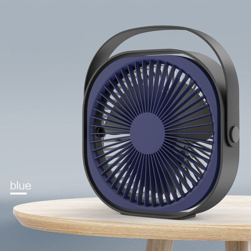 Mini ventilator pentru birou cu usb, rotire 360 grade, 3 viteze, 1500 mA, 13.5 x 12,8, Albastru