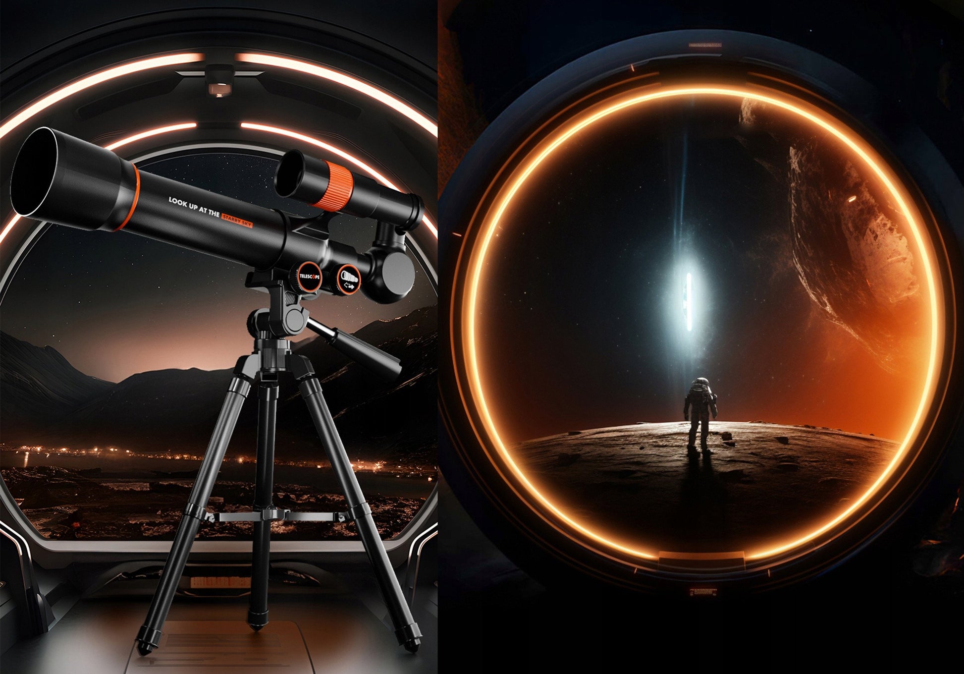 Telescop pentru copii cu stativ si 2 oculare pentru observarea cerului, 46x43x33 cm, negru - 6