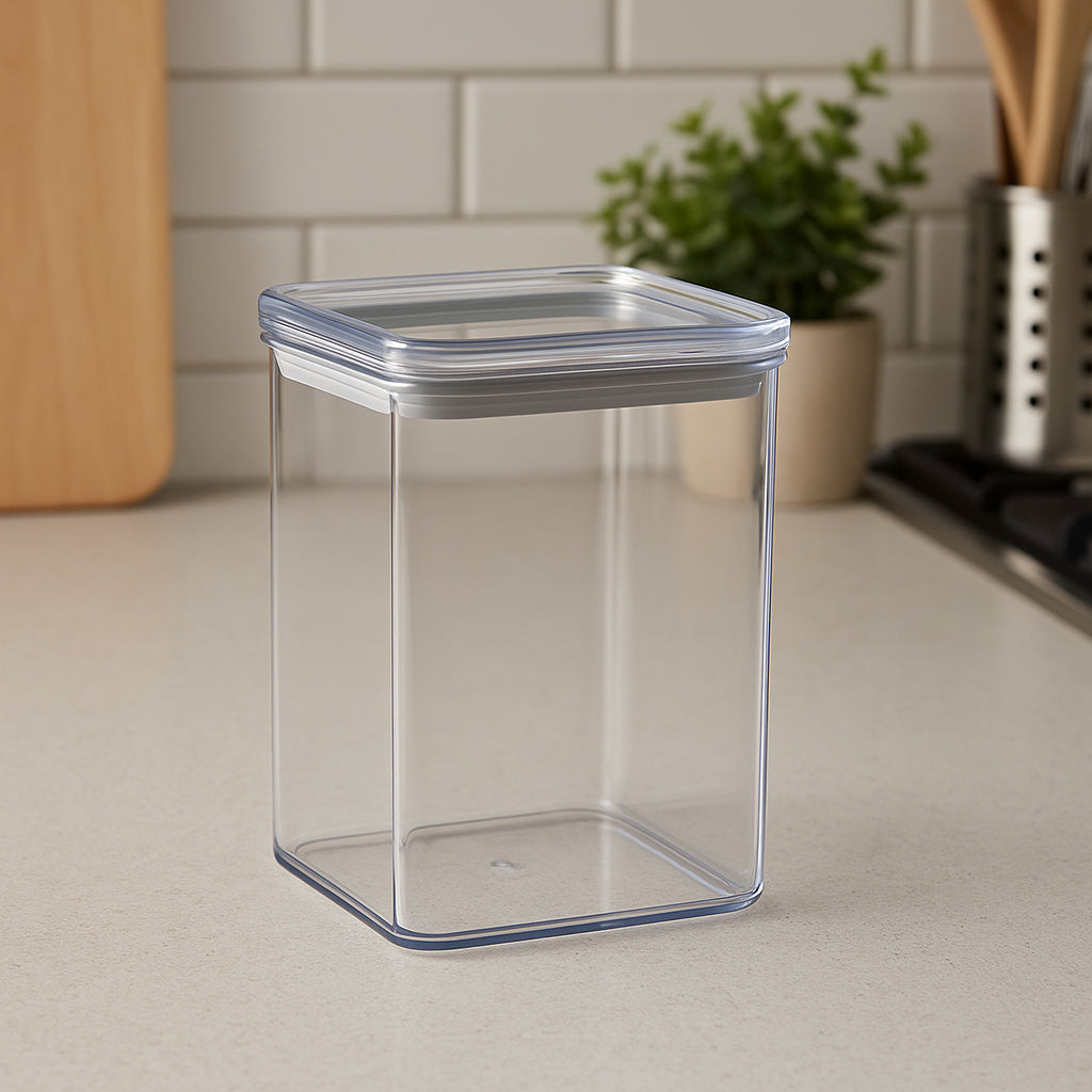 Cutie depozitare patrata 5Five PS, 1 litru, 10x10x14 cm, transparent
