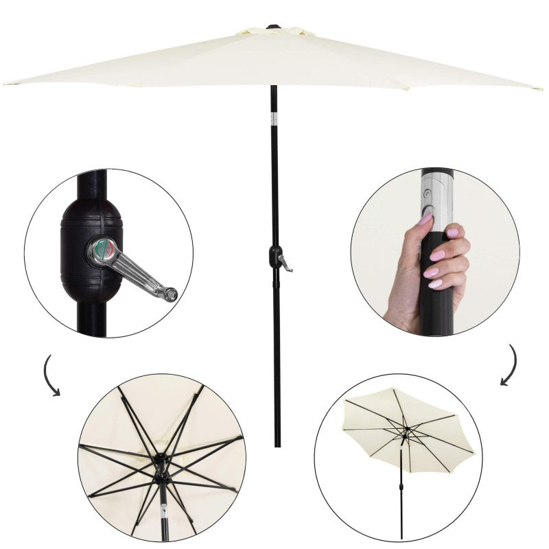 Umbrela terasa gradina, cu manivela si inclinare, GU17, diametru 300cm, Crem