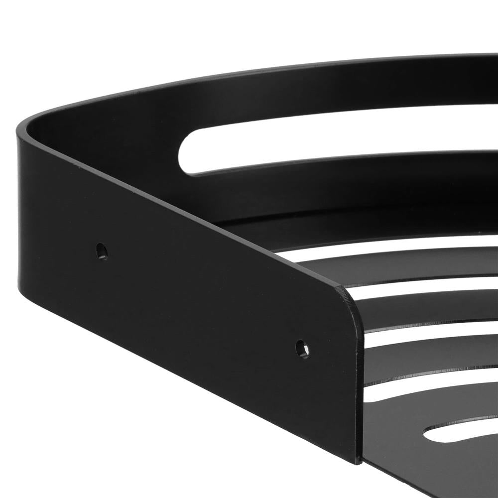 Raft de baie pentru colt cu 2 sisteme instalare pe perete, aluminiu, 30x22x4cm, negru