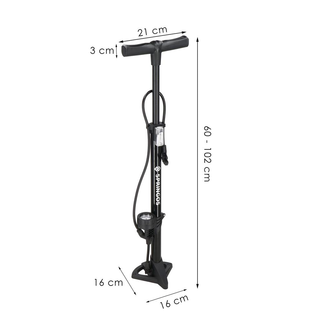 Pompa bicicleta cu manometru, accesorii umflare mingi si articole gonflabile, 160PSI, aluminiu, 60cm