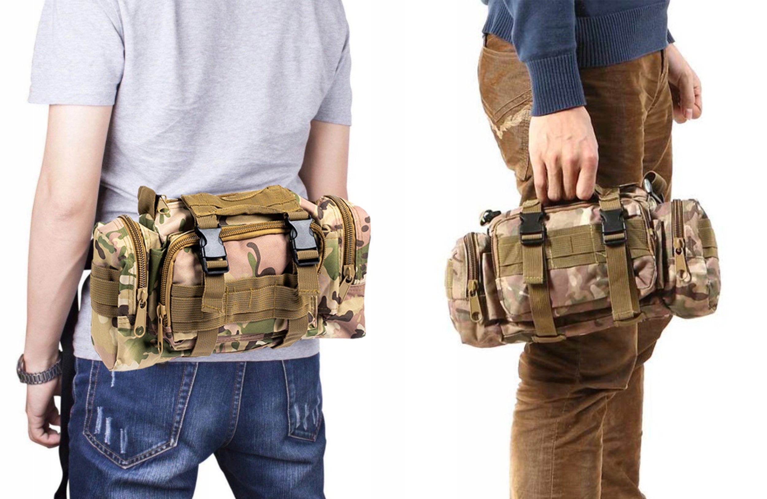 Rucsac militar pentru drumetie, impermeabil, ultra usor, 4 in 1, 50litri, culoare combat camuflaj