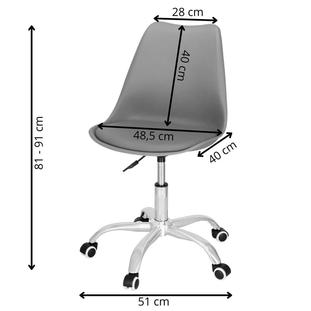 Scaun de birou ergonomic, piele ecologica, 150kg, baza otel, gri