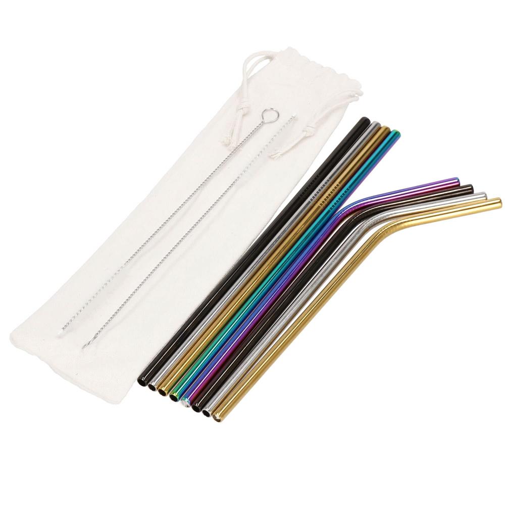 Set 8 paie metalice multicolor, reutilizabile, cu husa depozitare si perii curatat, 215x6 mm