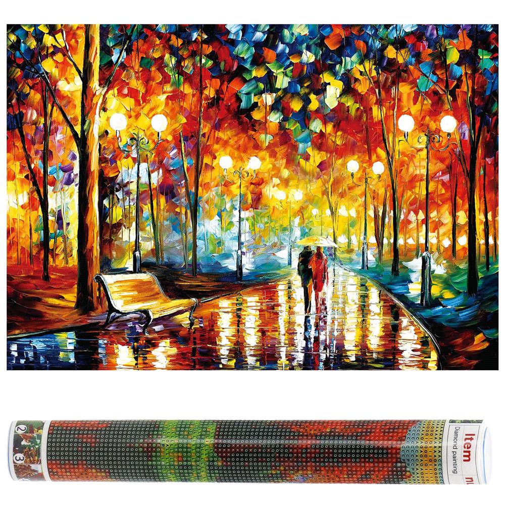 Set de broderie cu diamante 5D, 30x40cm, model Alee in parc