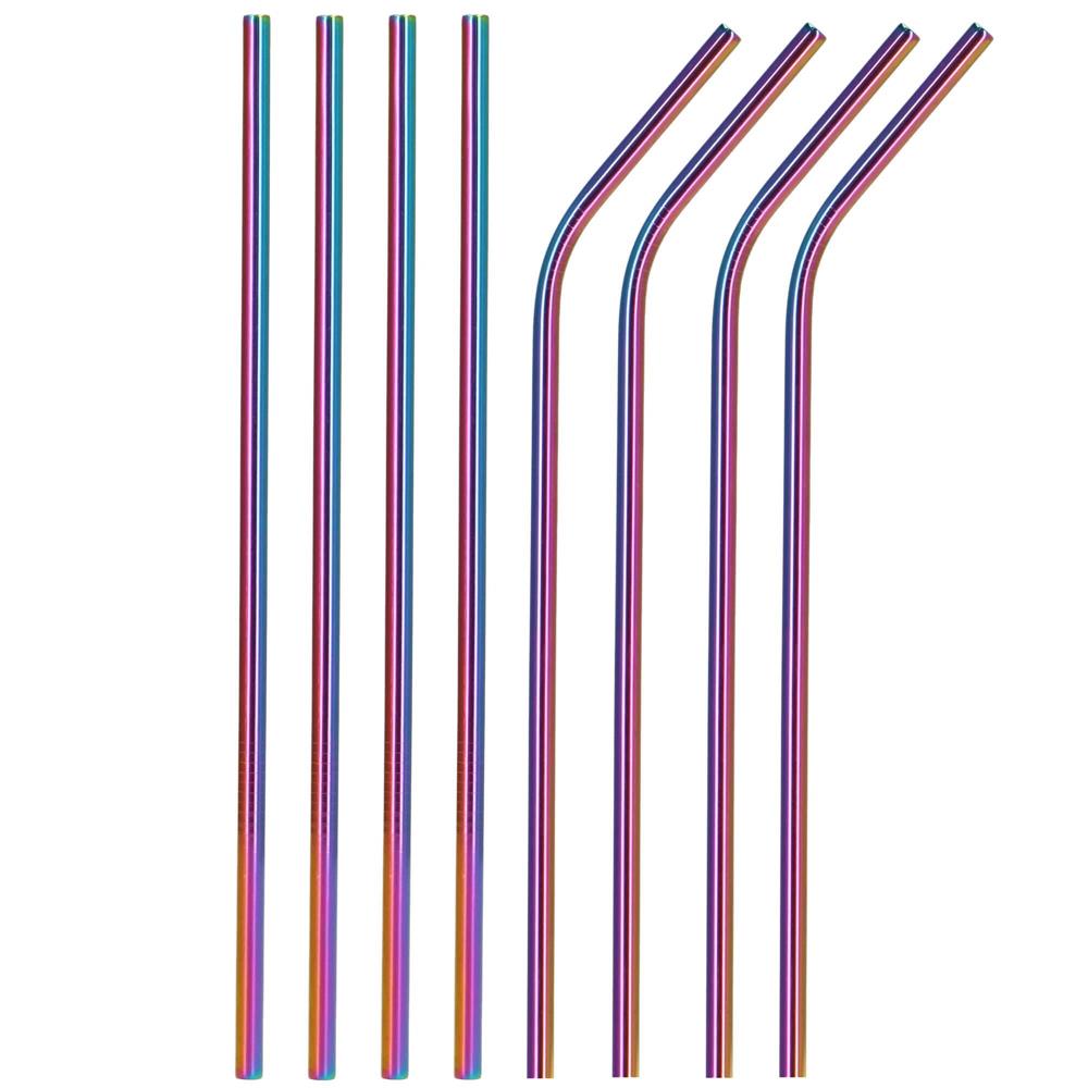 Set 8 paie metalice multicolor (holo), reutilizabile, cu husa depozitare si perii curatat, 215x6 mm