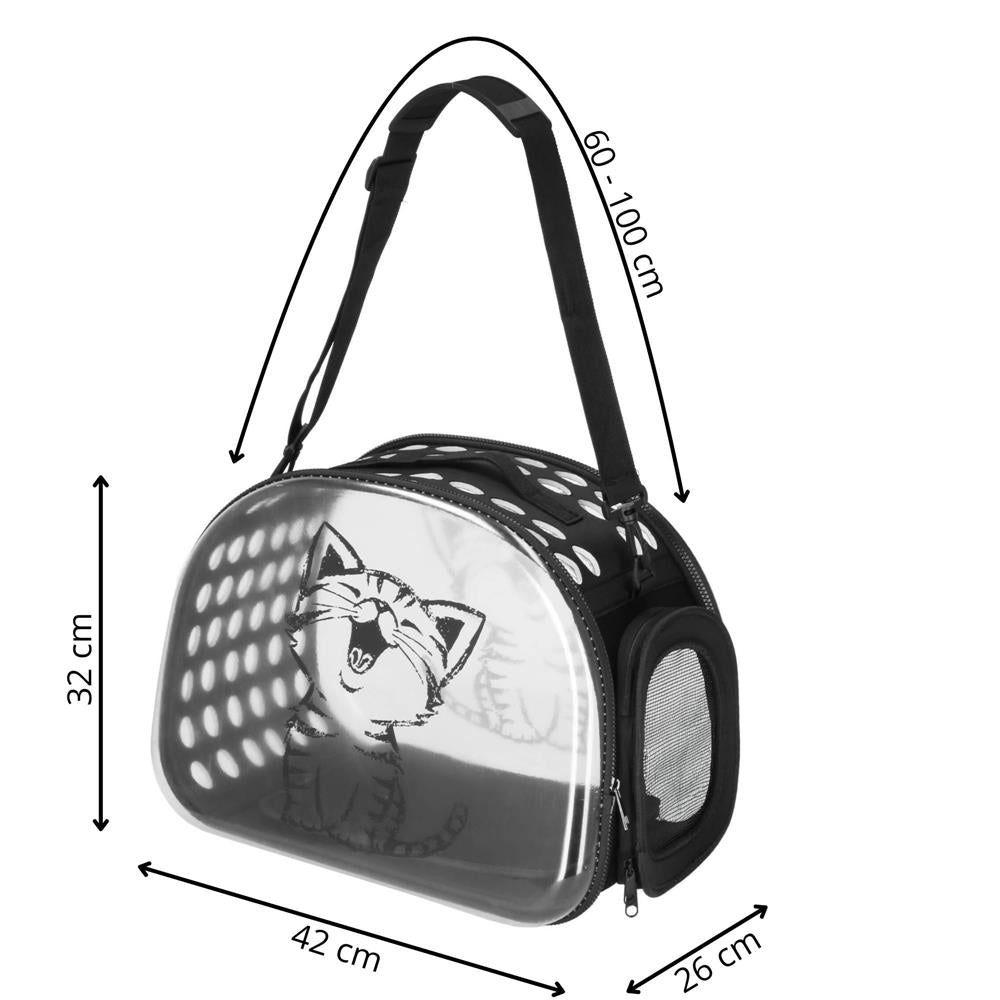 Geanta pentru transport animale de companie pisica sau catel, M, 42x26x32 cm, transparent - 8
