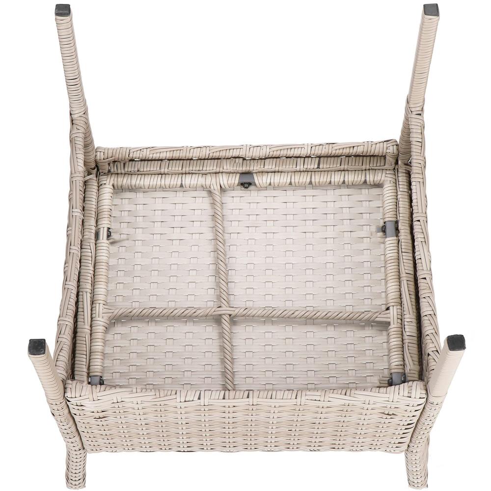 Set mobilier terasa, din tehnorattan, masa cu blat sticla securizata, 2 fotolii cu perne, bej