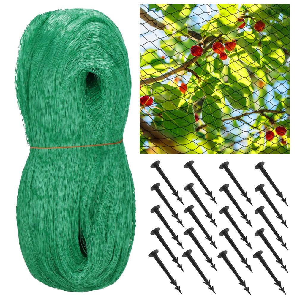 Plasa anti pasari 8x14m din polietilena, cu pini de fixare, verde