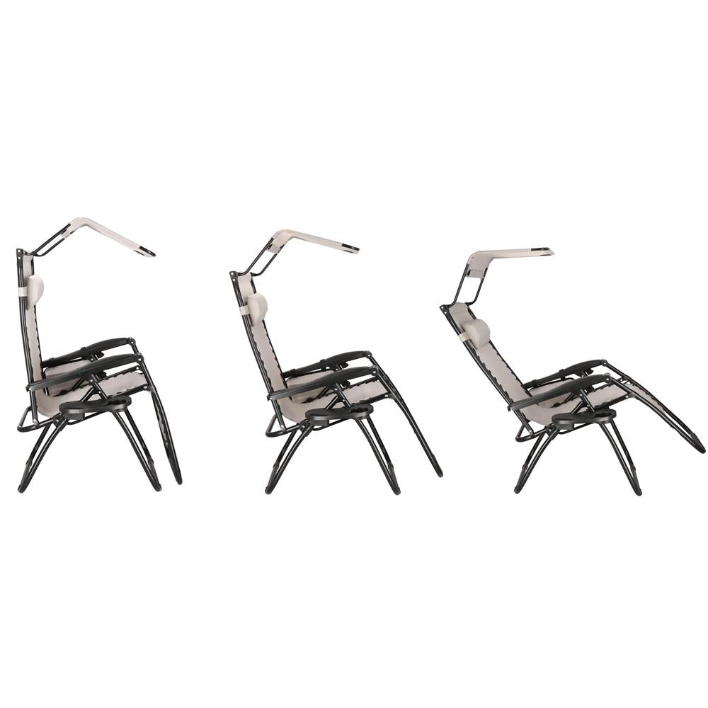 Sezlong pliabil SERSIMO GC11, Relax Zero Gravity cu parasolar, 175cm, gri
