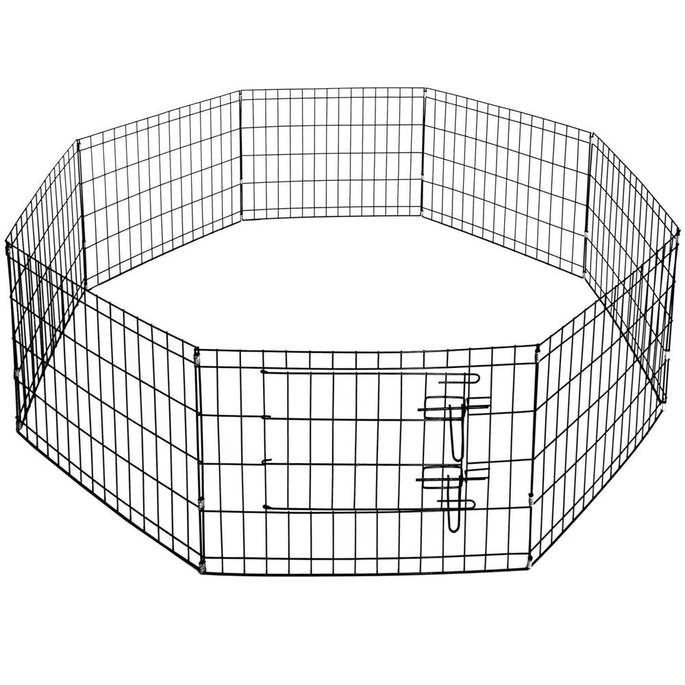 Tarc pentru animale de companie, din fier, forma configurabila, cu usa de acces, XXL, 120x120x60cm, negru