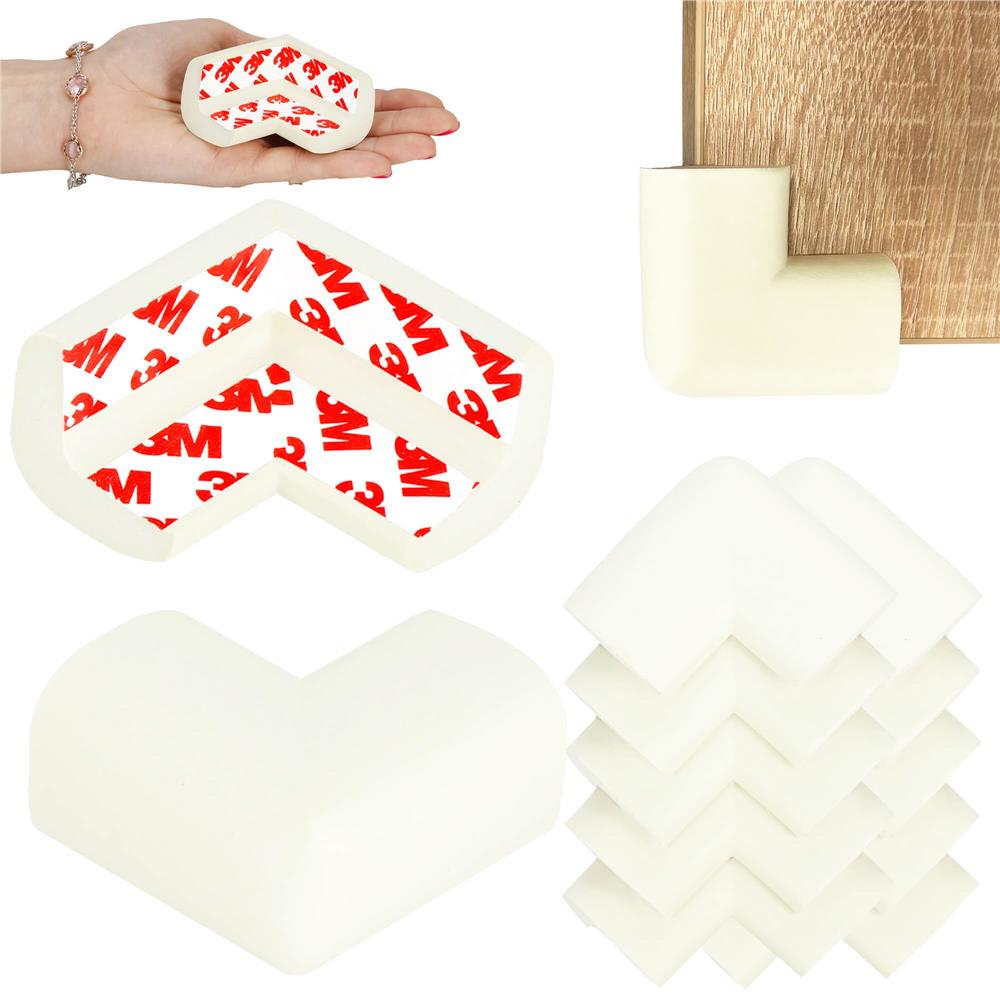 Set 10 protectii colturi pentru siguranta copii, 60x35mm, spuma EPE, crem