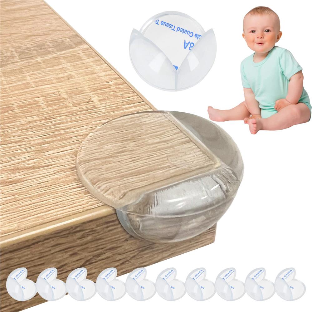 Set 10 protectii colturi pentru siguranta copii, drepte, 40x20mm, silicon, transparent